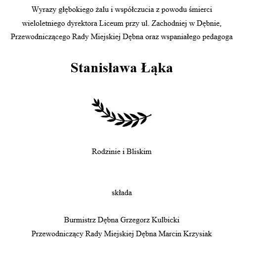 Powieksz kondolencje. Treść w informacji