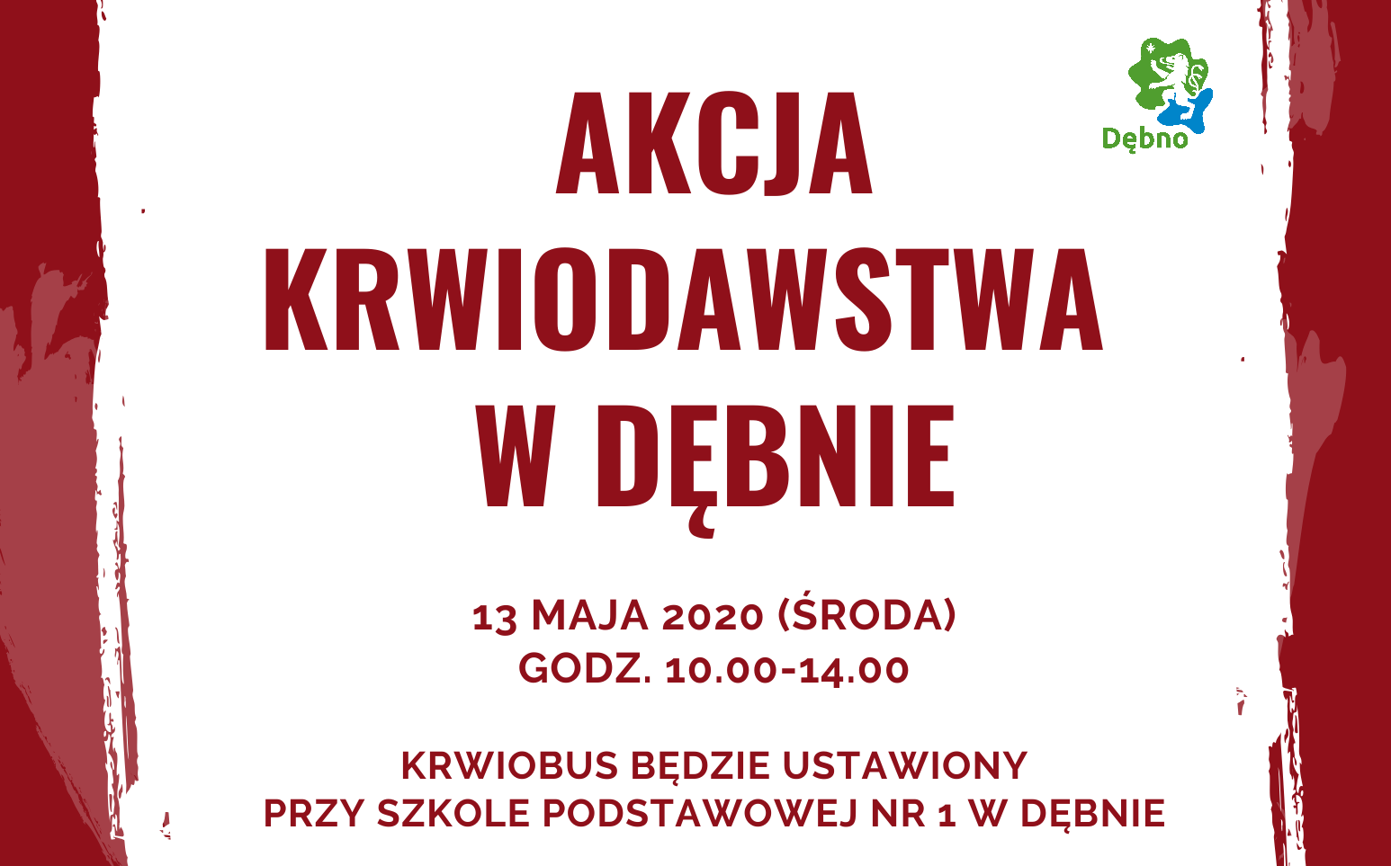 Powiększ baner Akcja Krwiodawstwa w Dębnie. Pełna treść w informacji