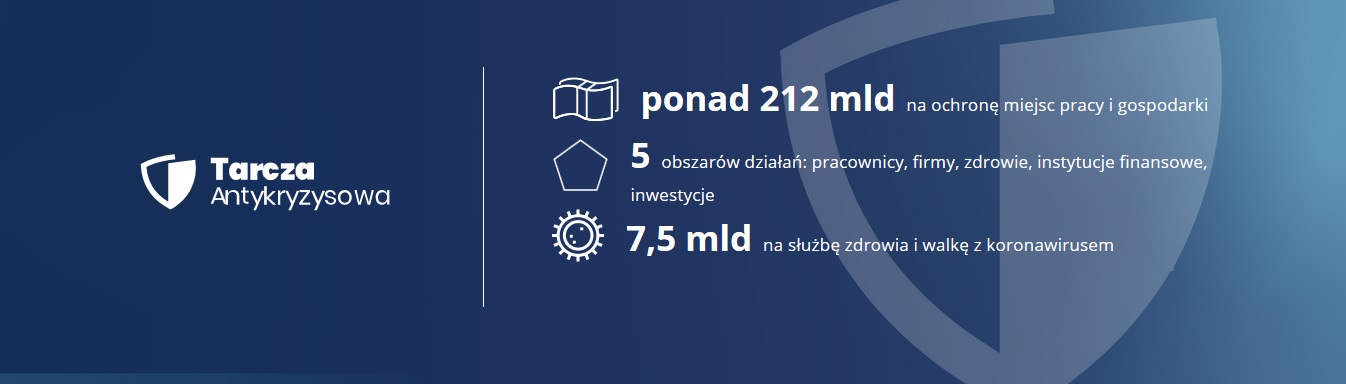 Powiększ granatowy baner z napisem tarcza antykryzysowa