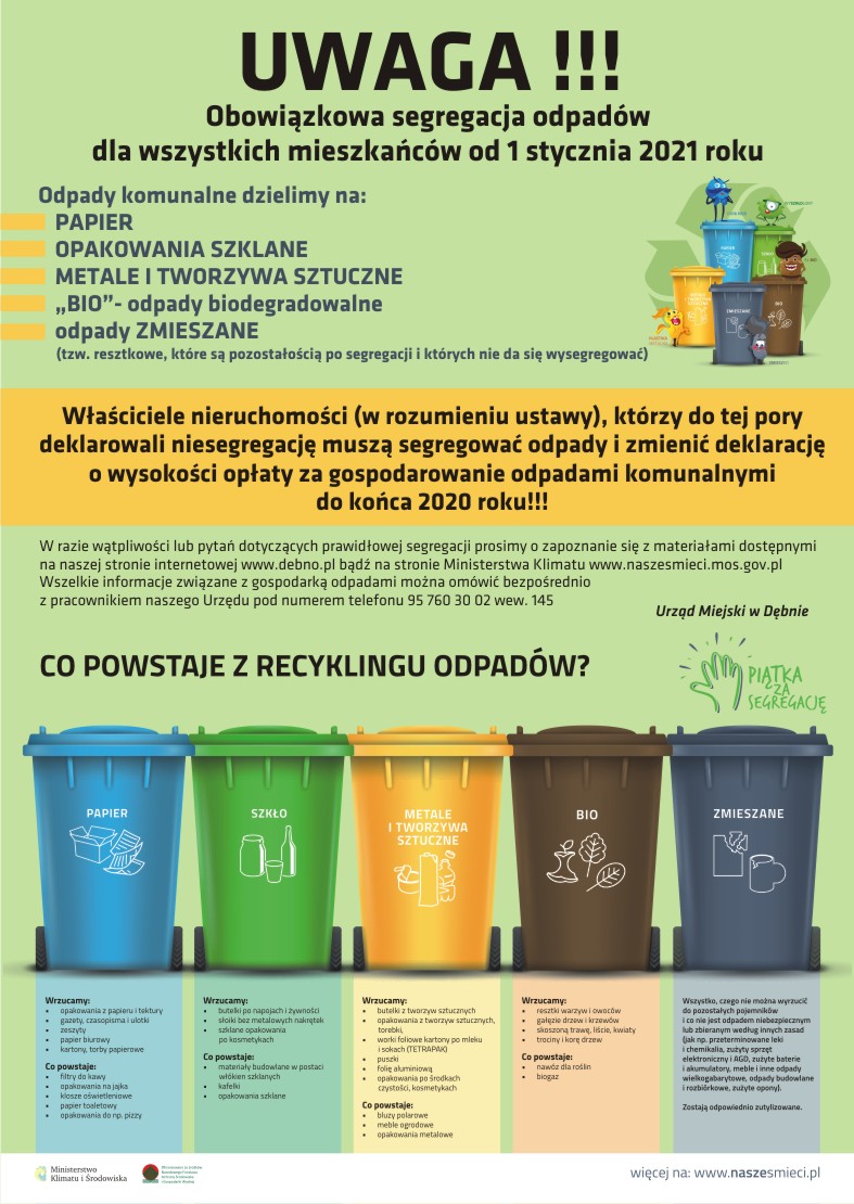 Powiększ plakat obowiązkowa segregacja. pełna treść w informacji