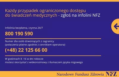 Baner NFZ nr infolini i informacja. Pełna treść w informacji