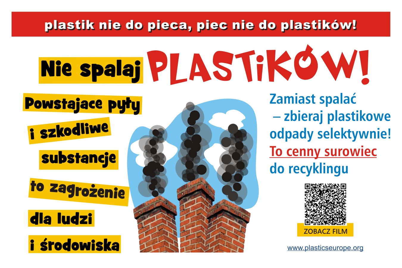 Powiększ plakat nie spalaj plastików. Pełna treść w informacji
