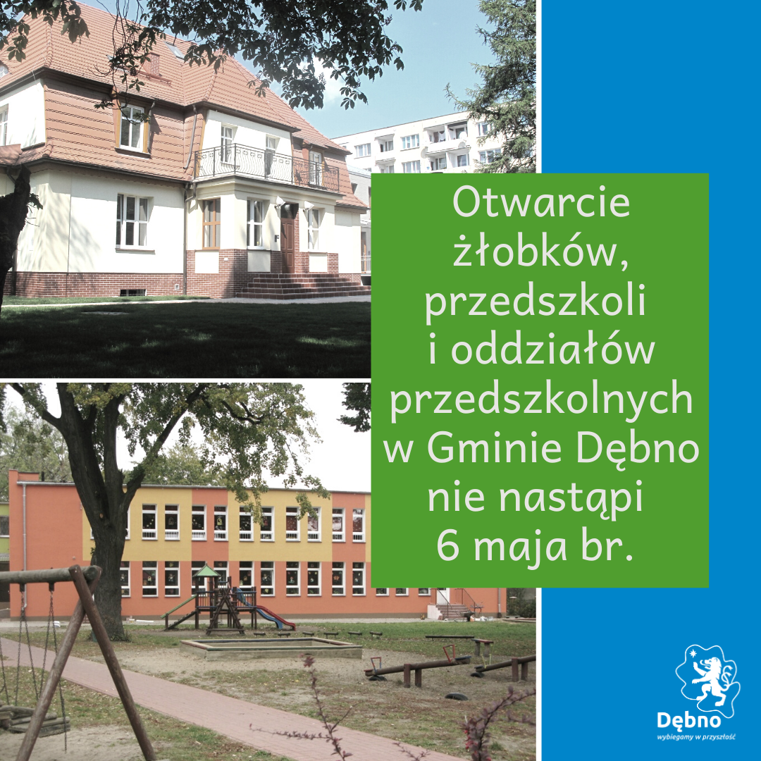 Powiększ grafikę z napisem otwarcie żłobków, przedszkoli i oddziałów przedszkolnych nie nastąpi 6 maja 
