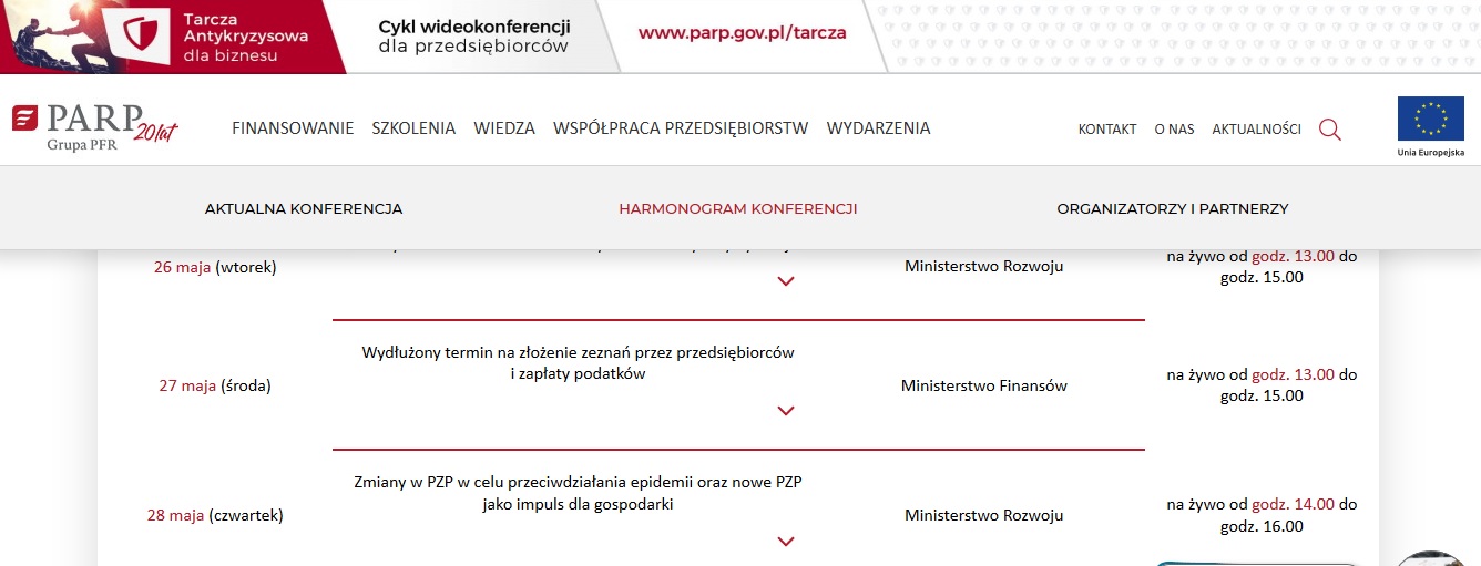 Powiększ zrzut strony PARP