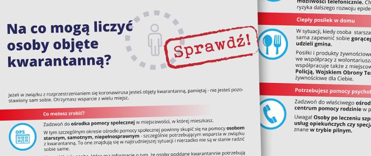 Powiększ baner Na co mogą liczyć osoby objęte kwarantanną. Pełna treść w informacji. 