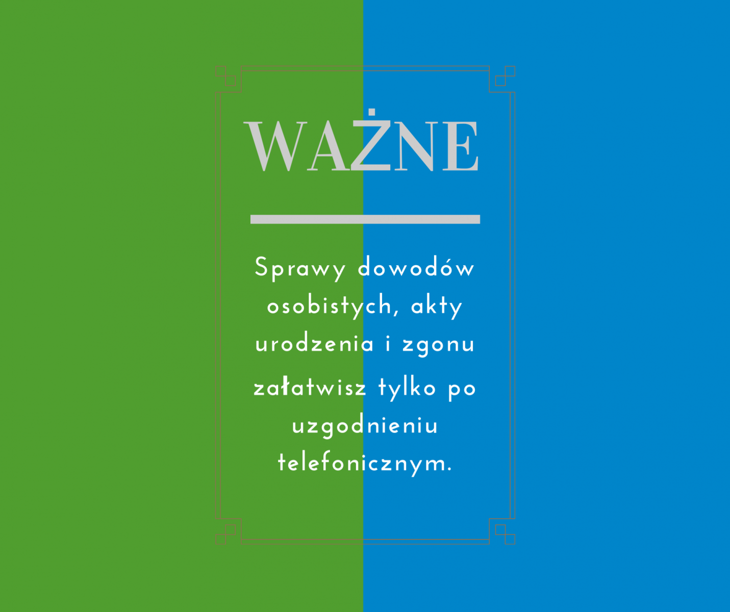 Powiększ baner informujący o sprawach załatwiania dowodów