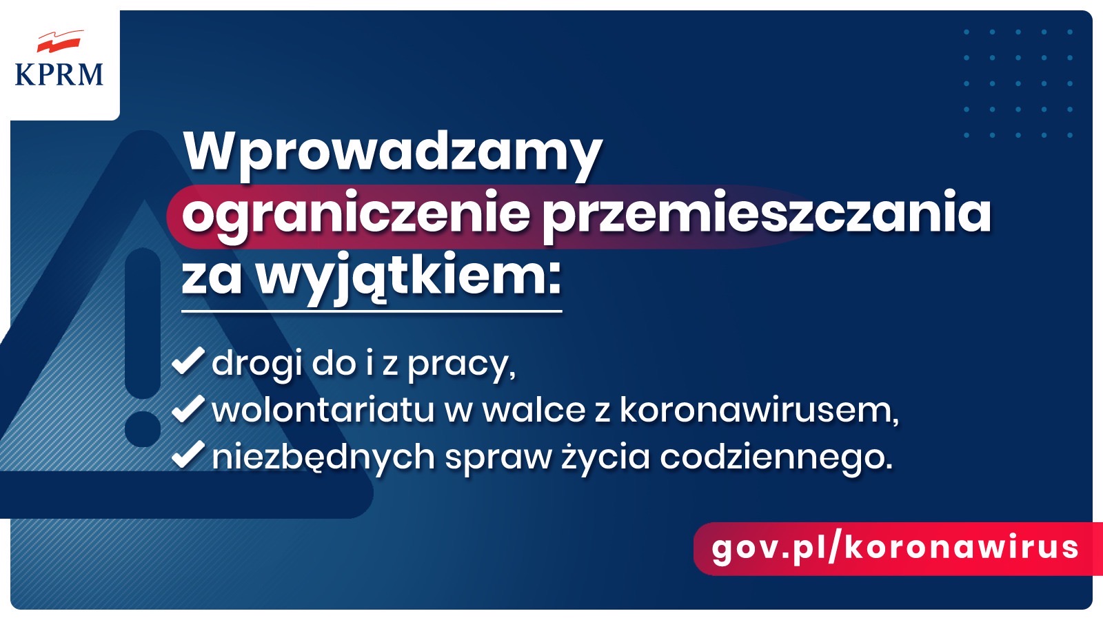 Powiększ baner wprowadzamy ograniczenia przemieszczania za wyjątkiem