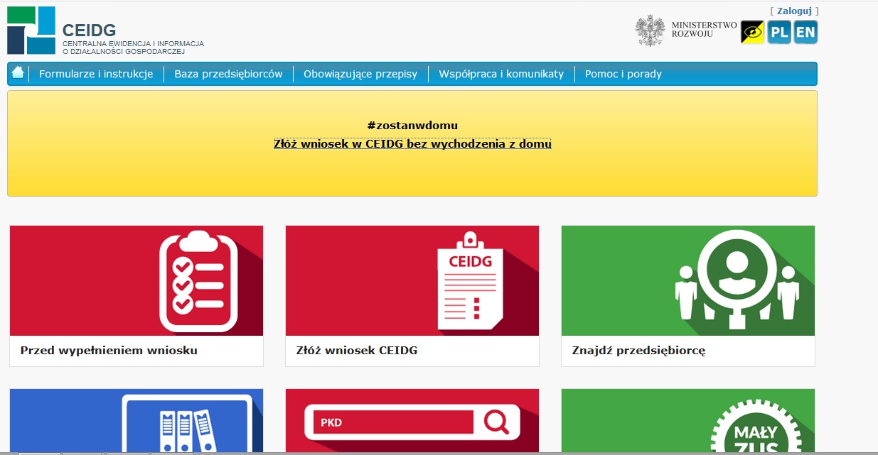 Powiększ sreen strony ceidg