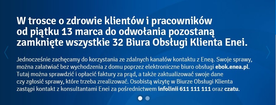 Powiększ komunikat ENEA. Pełna treść w informacji