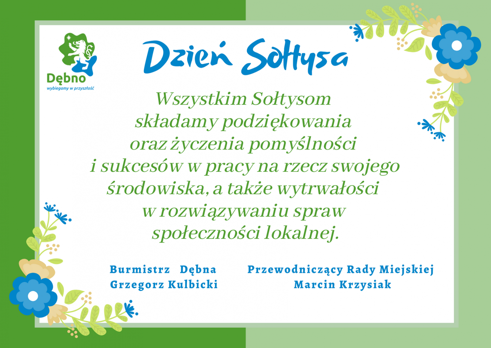 Karta życzenia dla sołtysa. Pełna treść w informacji