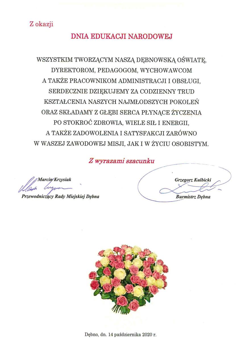 Powiększ tekst z życzeniami. Pełna treść w informacji