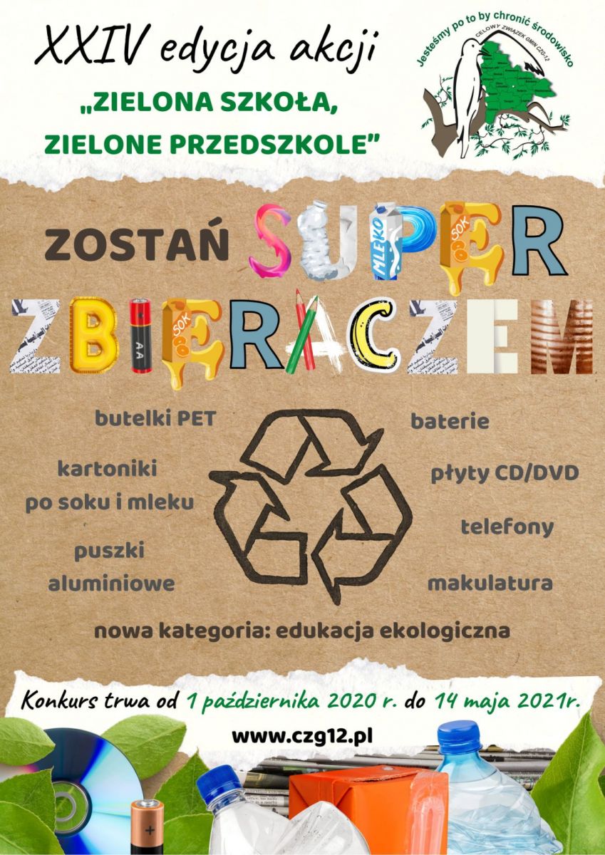 Powiększ plakat Zostań super zbieraczem. Pełna treść w informacji