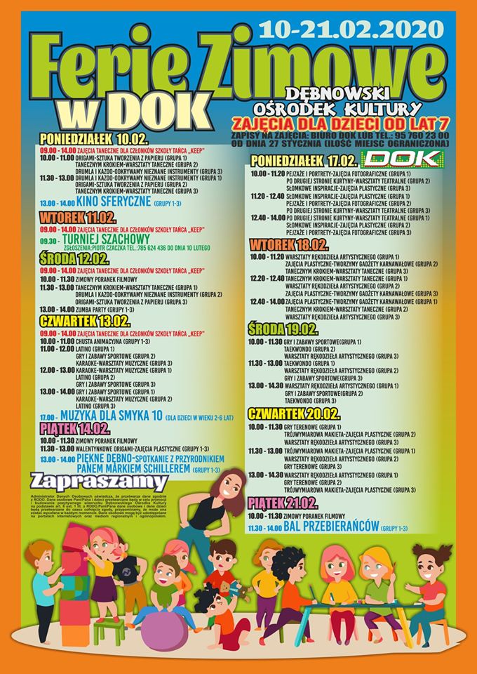 Powiększ plakat z planem ferii. Pełna treść w informacji