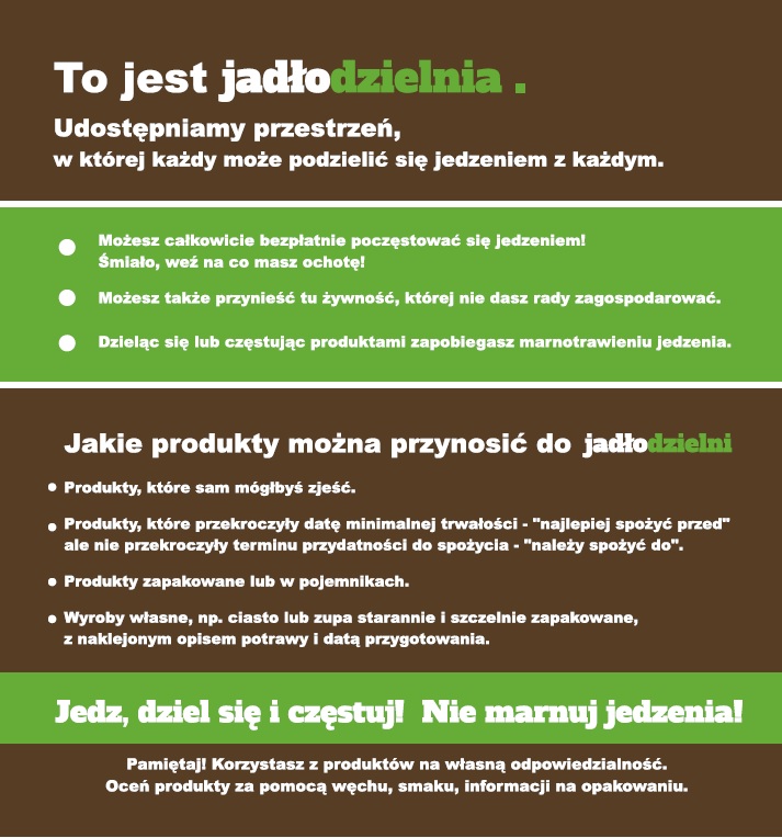 Informacja co mozna przynieść do Jadłodzielni