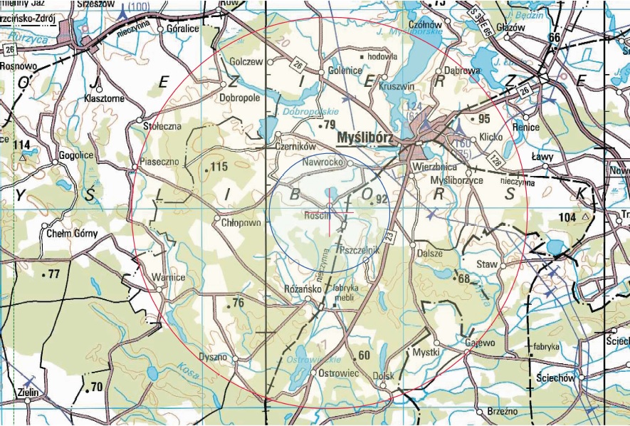 Powiększ zdjęcie. Mapa obszaru zagrożonego