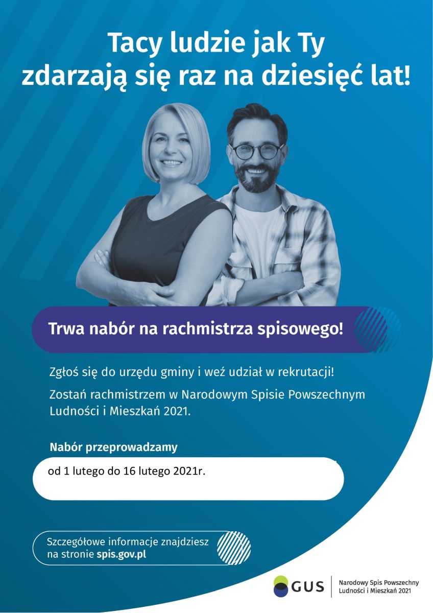 Powiększ plakat. Nabór na rachmistrza. Szcegóły w informacji