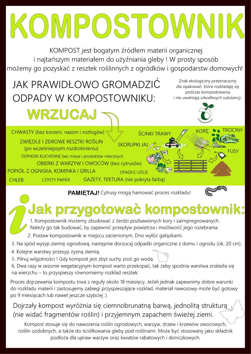 Powiększ ulotkę o kompostowniku. Pełna treść w informacji