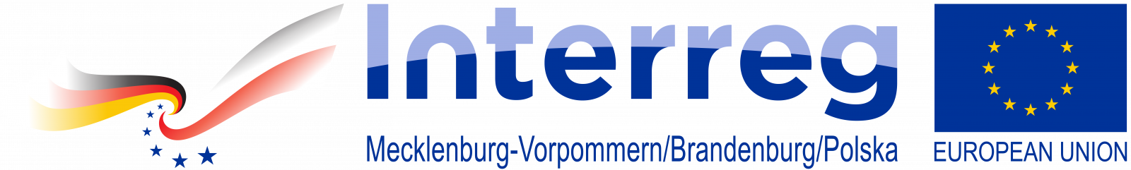Powiększ logo projektu. Ciąg logotypów Interreg, UE