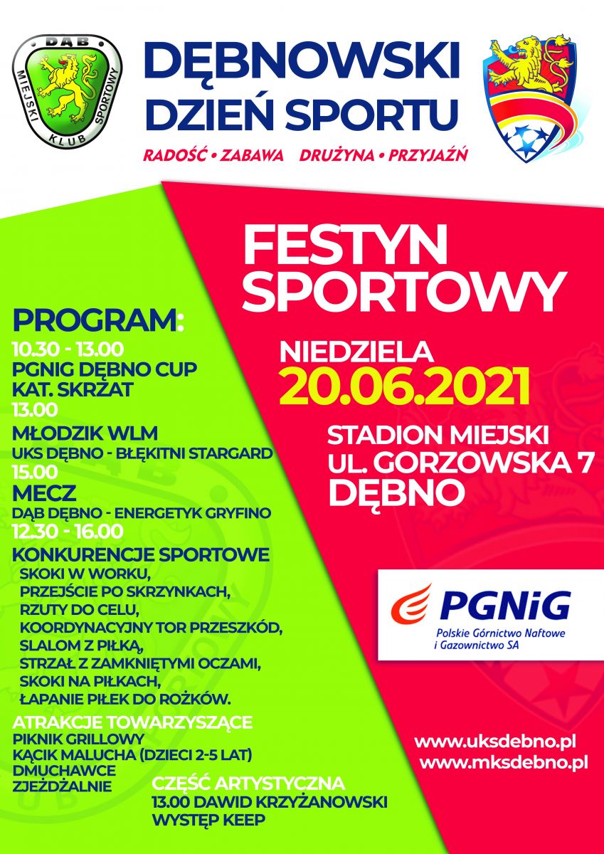 Powiększ plakat promujący festyn sportowy. Pełna treść w informacji