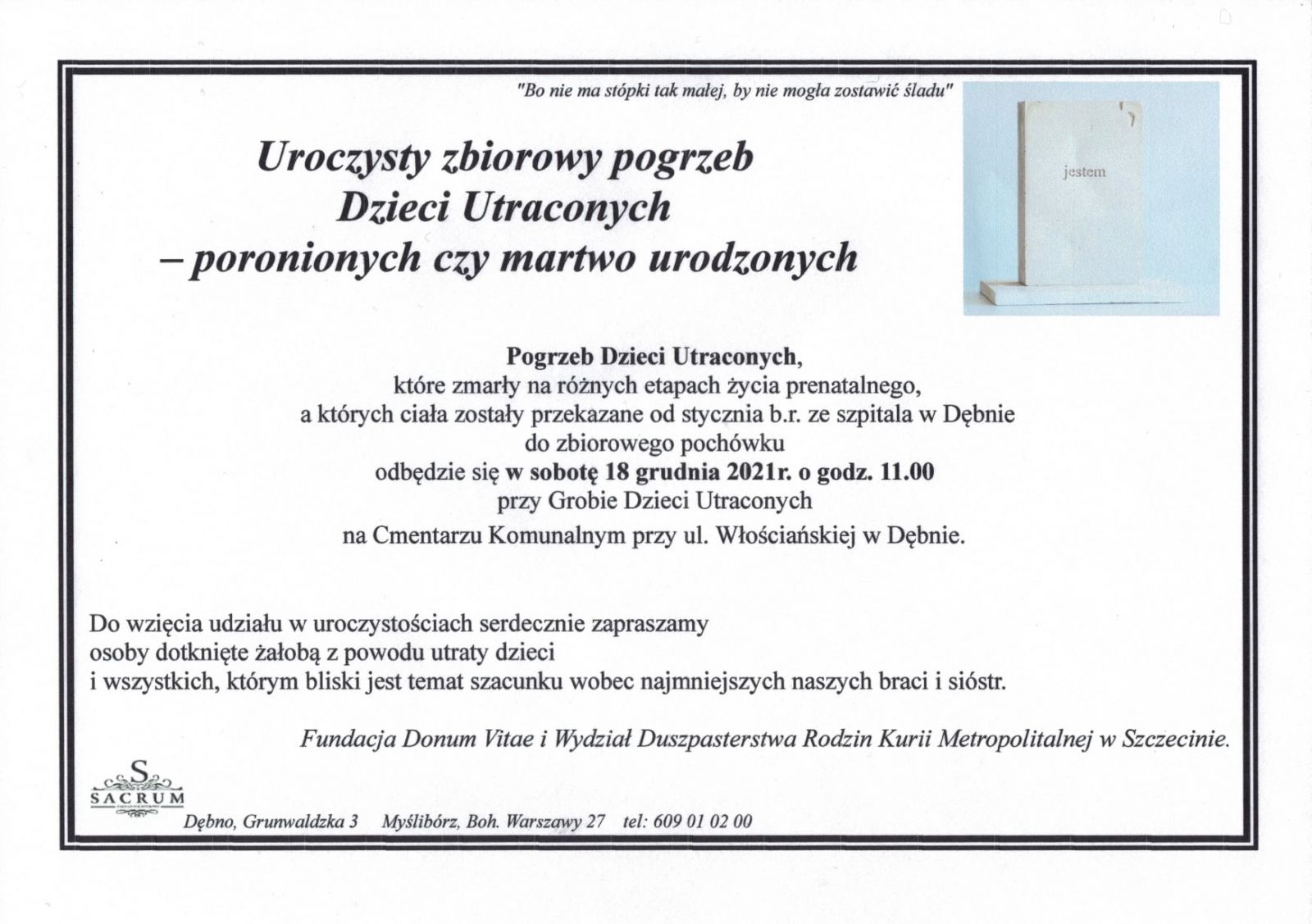 Powiększ klepsydra uroczysty zbiorowy pogrzeb dzieci utraconych. Treść w informacji 