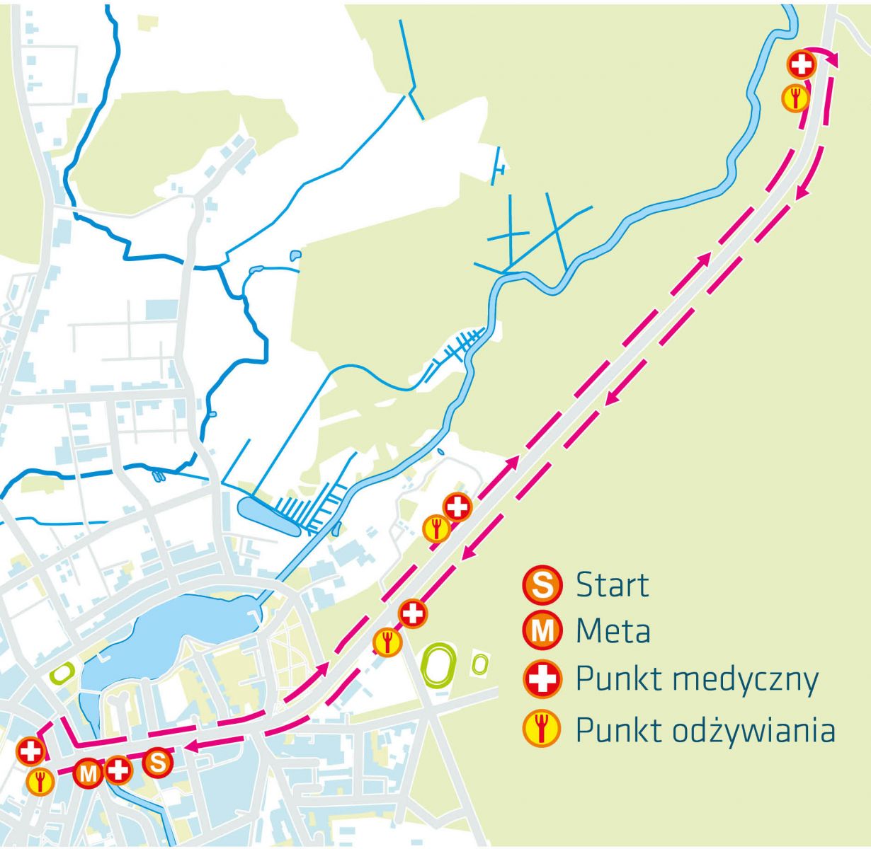 Powiększ mapkę z trasą biegu