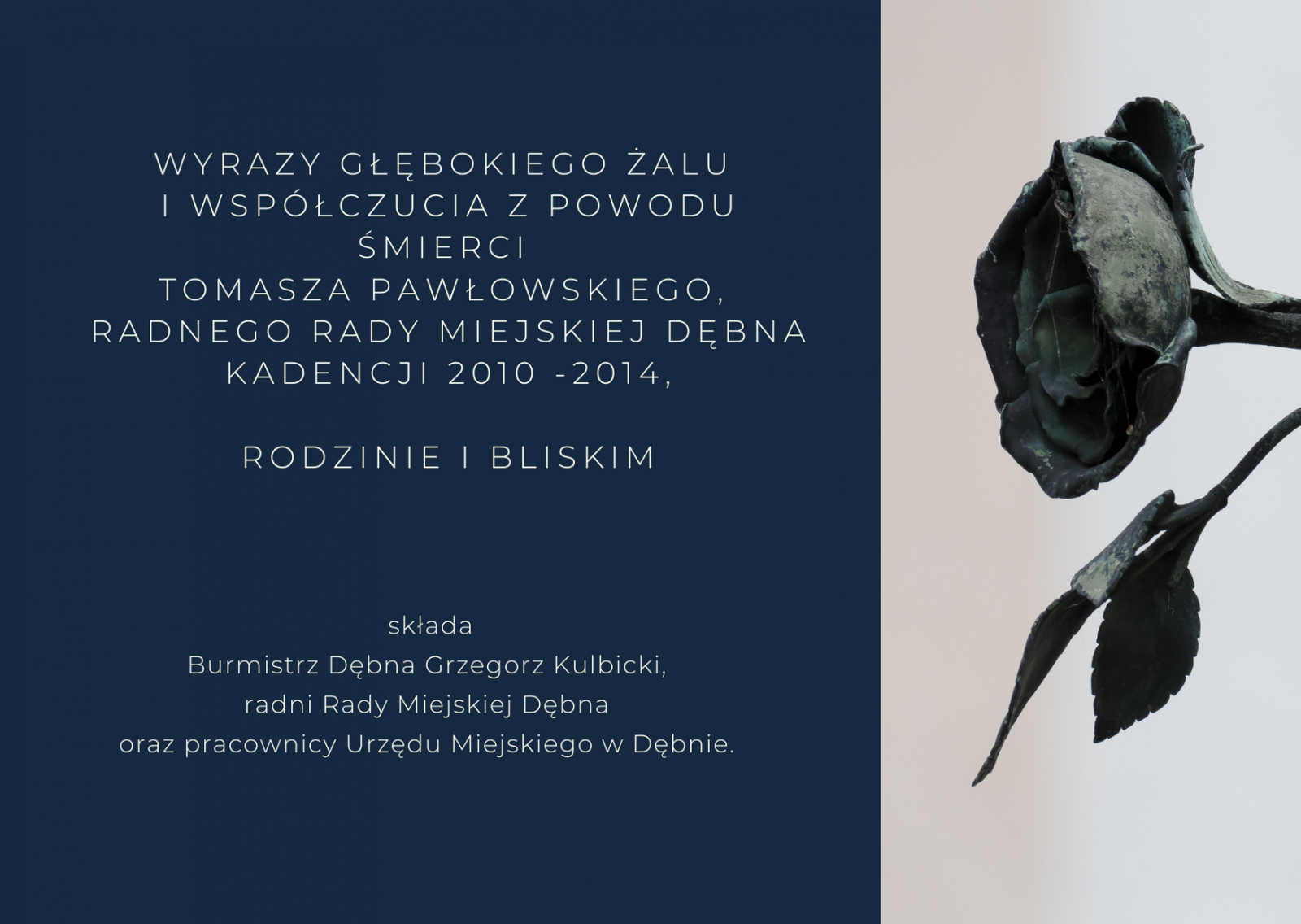 Powiększ grafikę, kondolencje. pełna treść w informacji