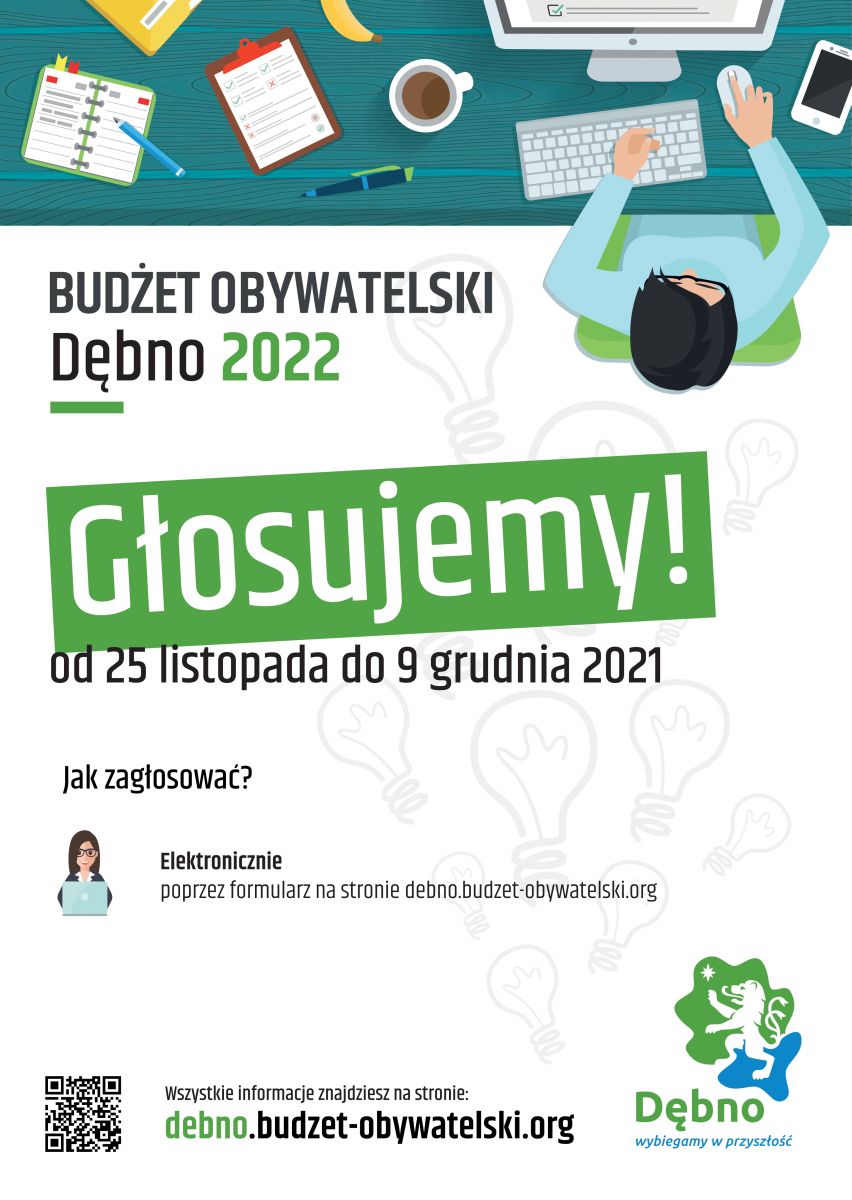 Powiększ plakat. Głosujemy budżet, daty. Pełna treść w informacji
