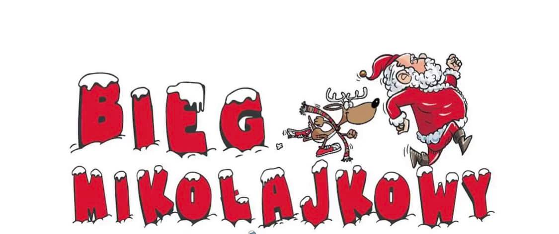 Powiększ grafikę biegający mikołaj i czerwony napis bieg mikołajkowy