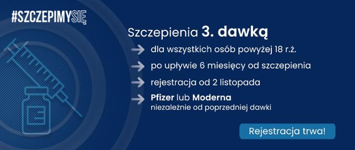 Powiększ grafikę szczepienia 3 dawką. Pełna treść w informacji 
