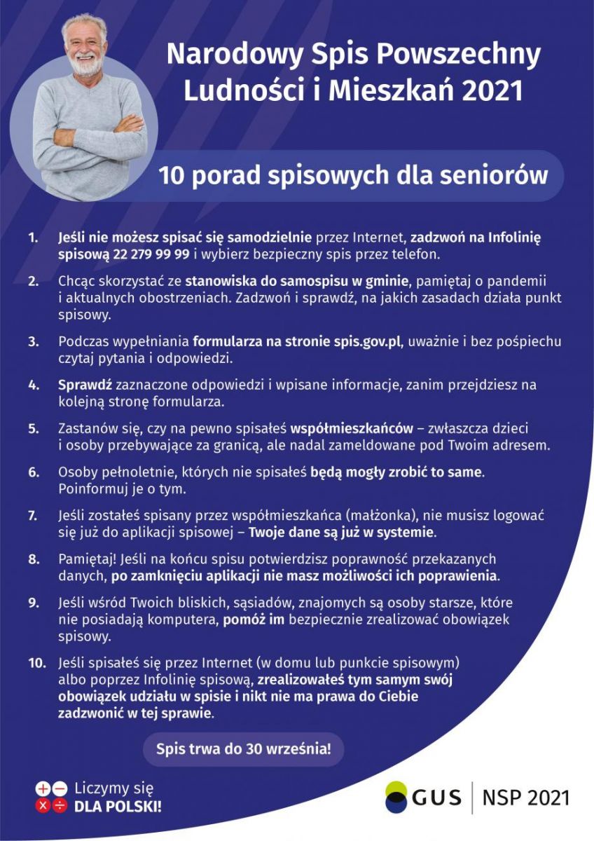 Powiększ plakat. 10 porad dla seniora. pełna treść w informacji