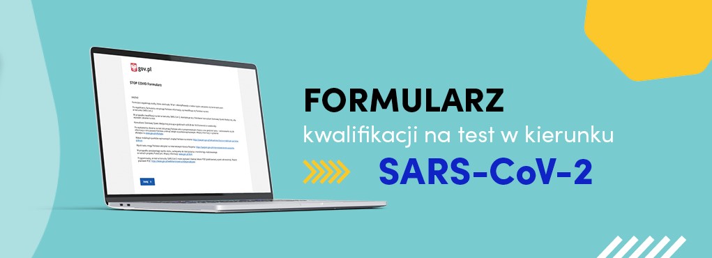 Powiększ grafikę. Monitor komputera i napis formularz kwalifikacyjny