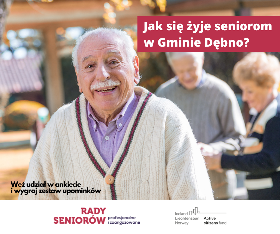 Powiększ plakat o ankiecie. Seniorzy na zdjęciu