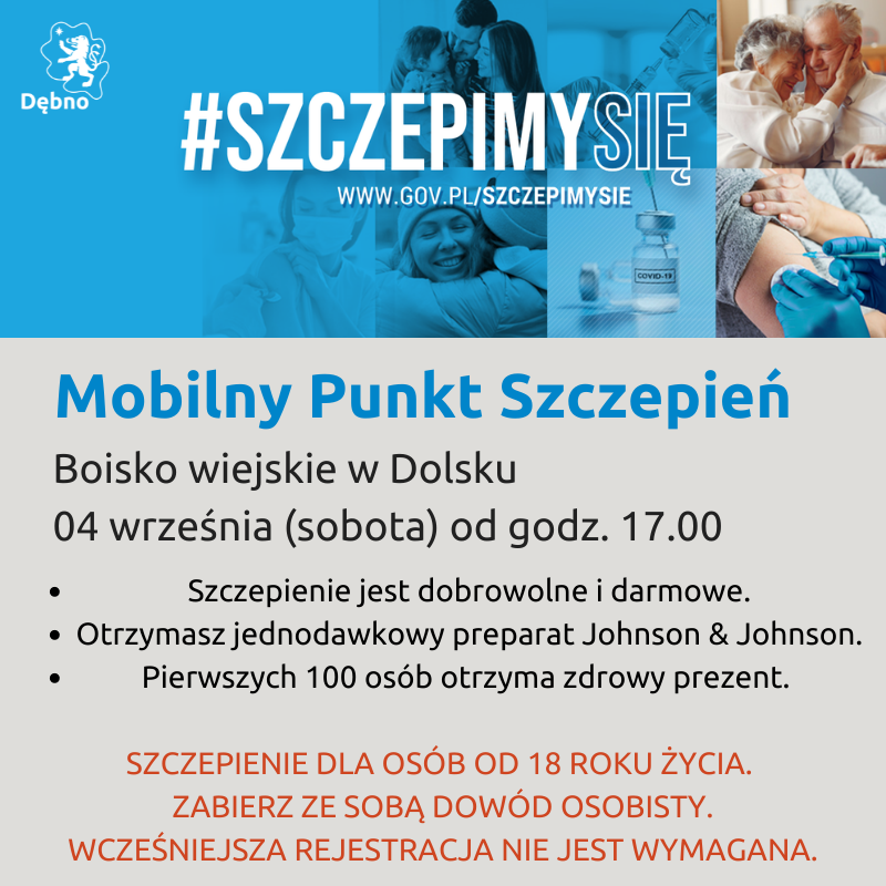 Powiększ baner z informacją o terminie i miejscu szczepień. pełna treść w informacji. 