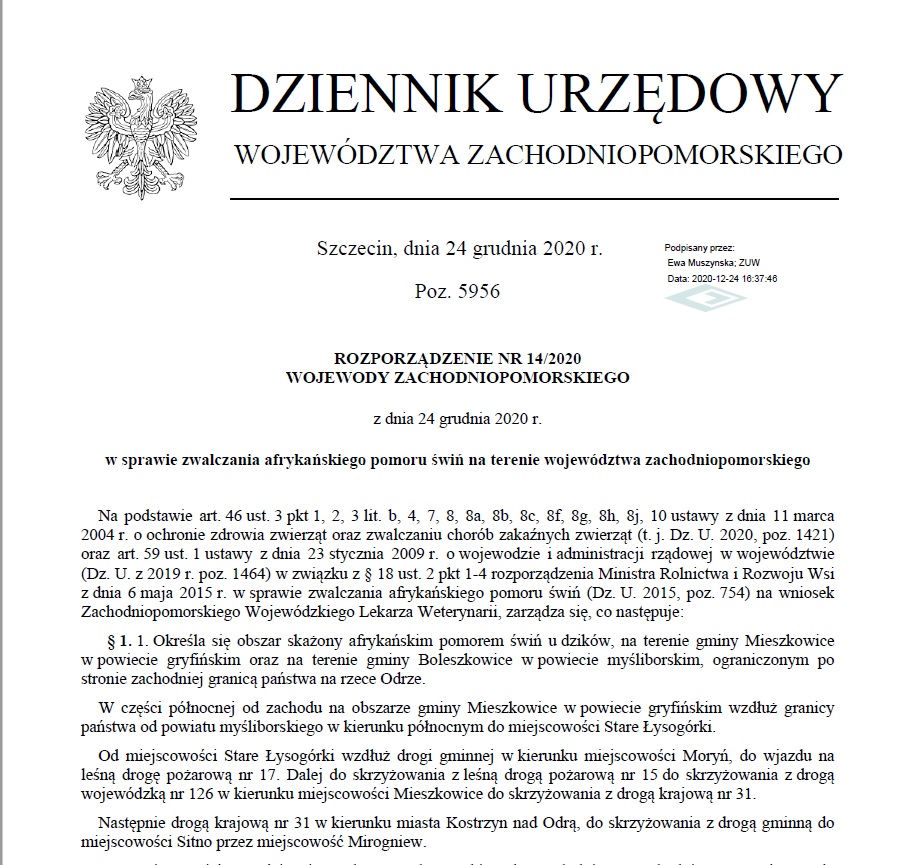 Powiększ fragment rozporządzenia. Pełna treść do pobrania w załączniku