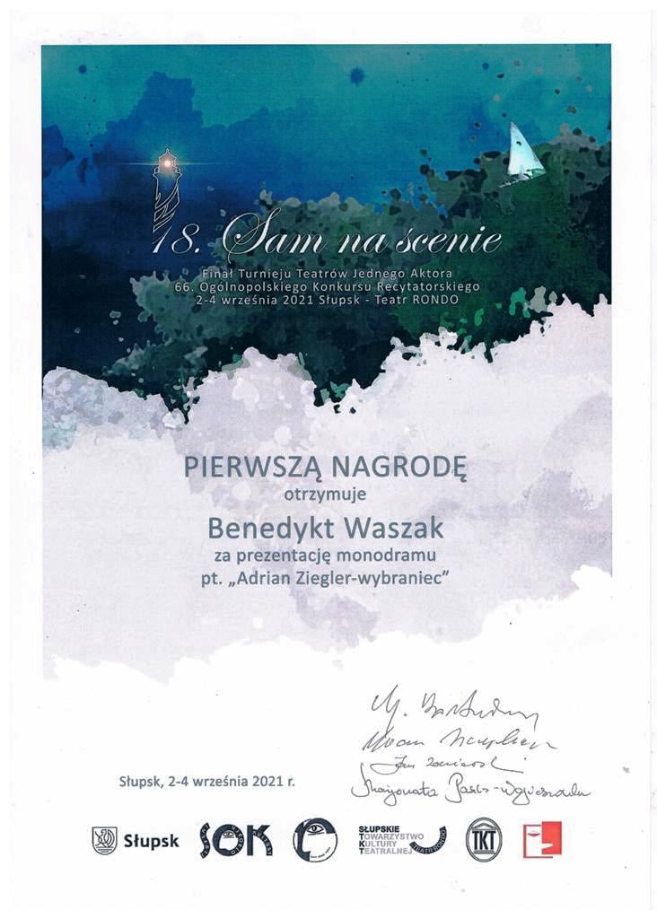 Powiększ dyplom Benedykta Waszaka