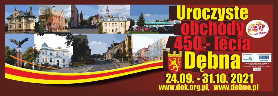 Powiększ baner promujący wydarzenie. Budynki Dębna data, loga