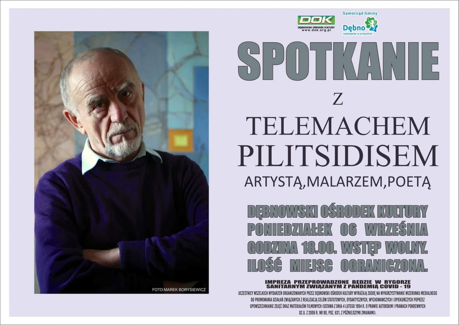 Powiększ plakat. informujący o spotkaniu. Zdjęcie artysty