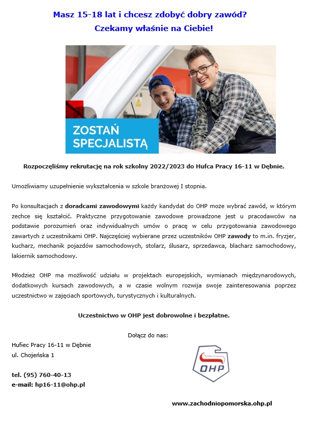 Powiększ plakat o rekrutacji.Pełna treść w infomacji