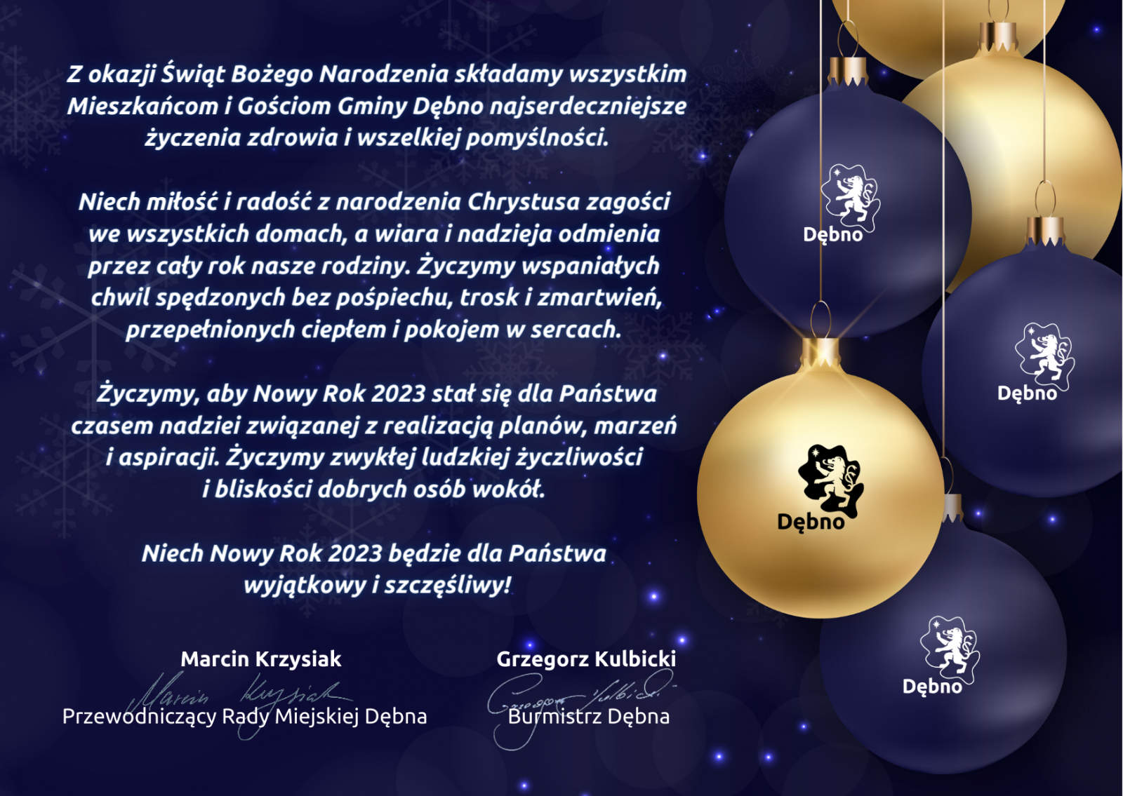 Powiększ życzenia świąteczne. Pełna treść w informacji