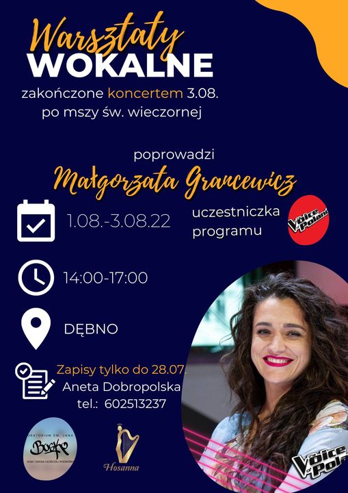 Powiększ plakat warsztaty wokalne. Pełna treść w informacji