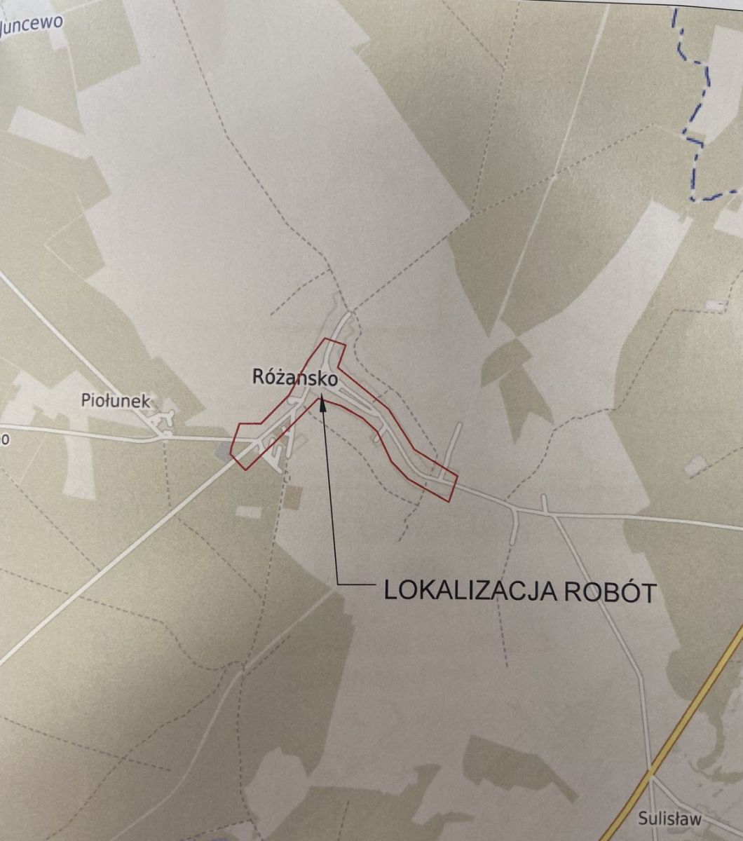 Powiększ mapę z zaznaczonym zakresem inwestycji w Różańsku