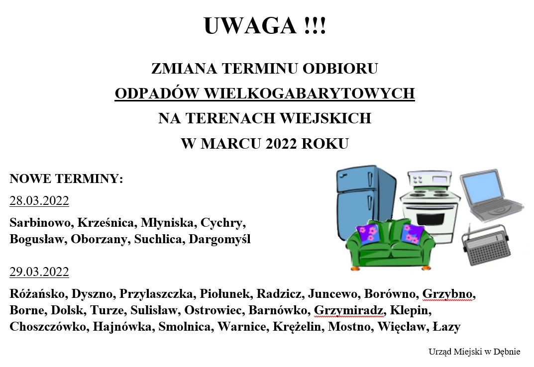 Powiększ plakat z informacją o zmianie terminów. Pełna treść w informacji