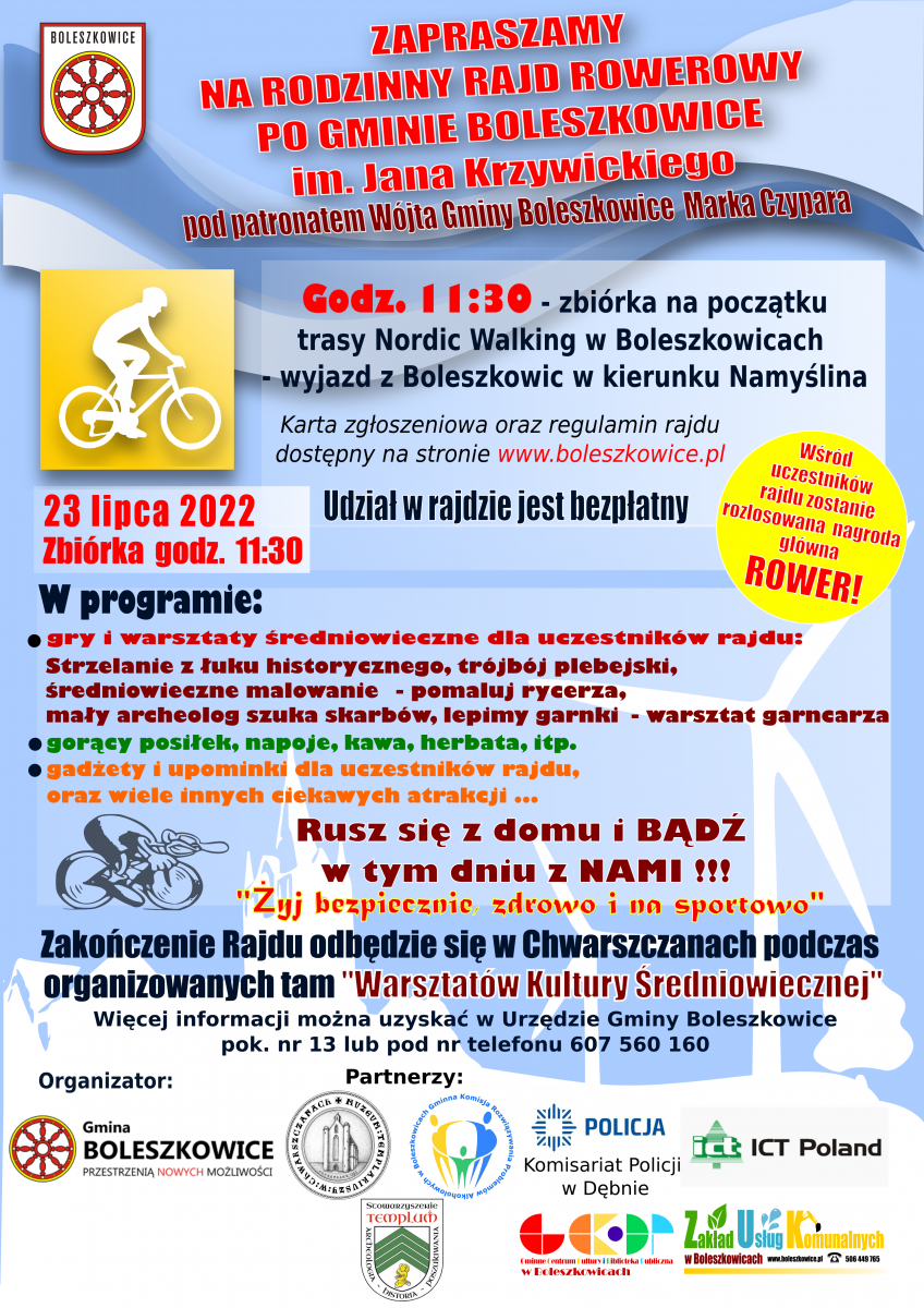 Powiększ plakat promujący rajd. Pełna treść w informacji 