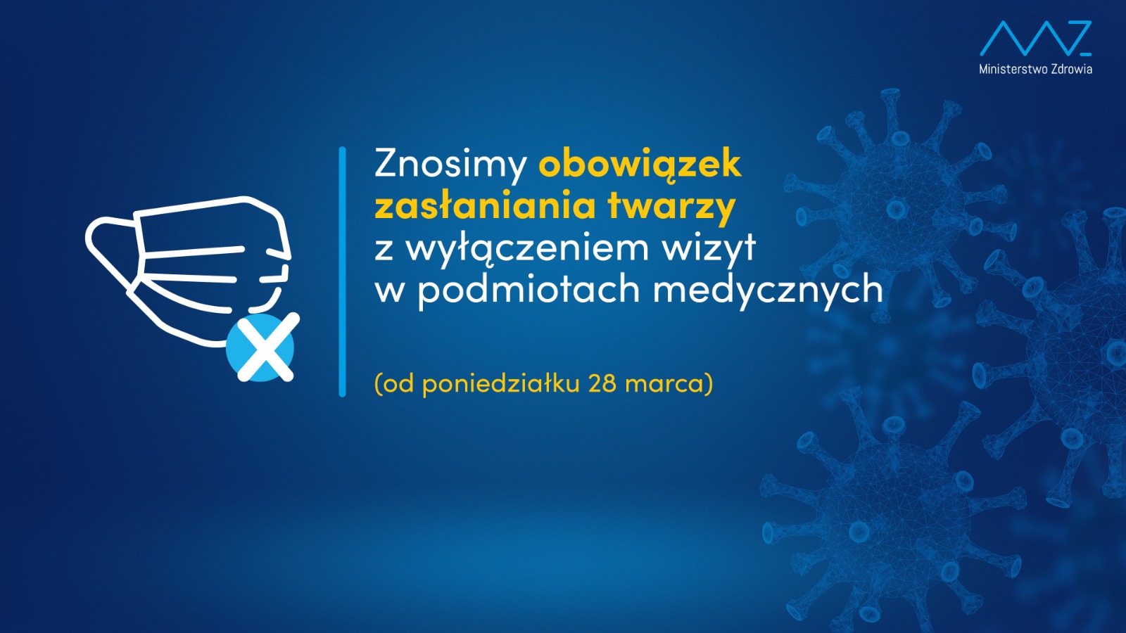 Powiększ baner o znsieieniu obwoiazku noszenia maseczek
