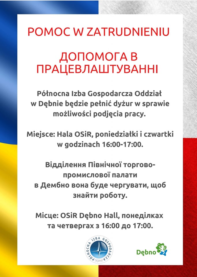 Plakat pomoc w zatrudnieniu> treść w informacji