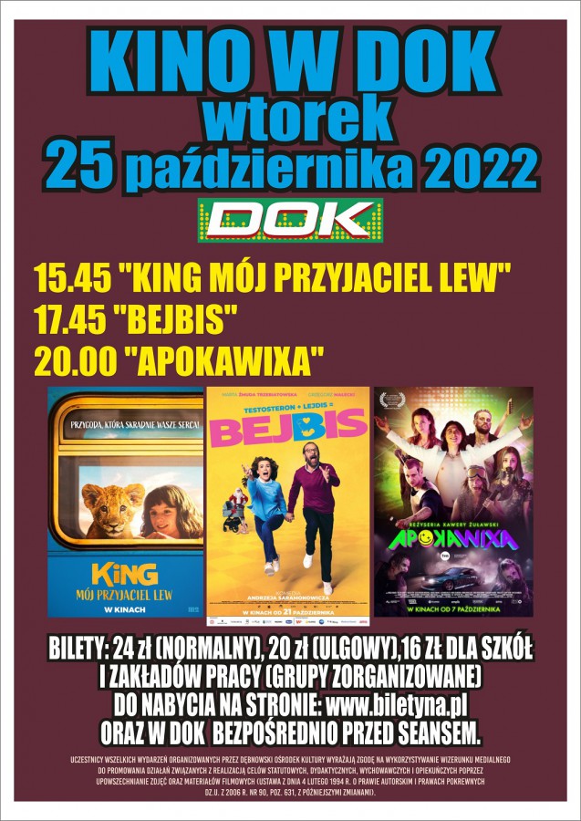 Powiększ plakat promujący kino. pełna treść w informacji