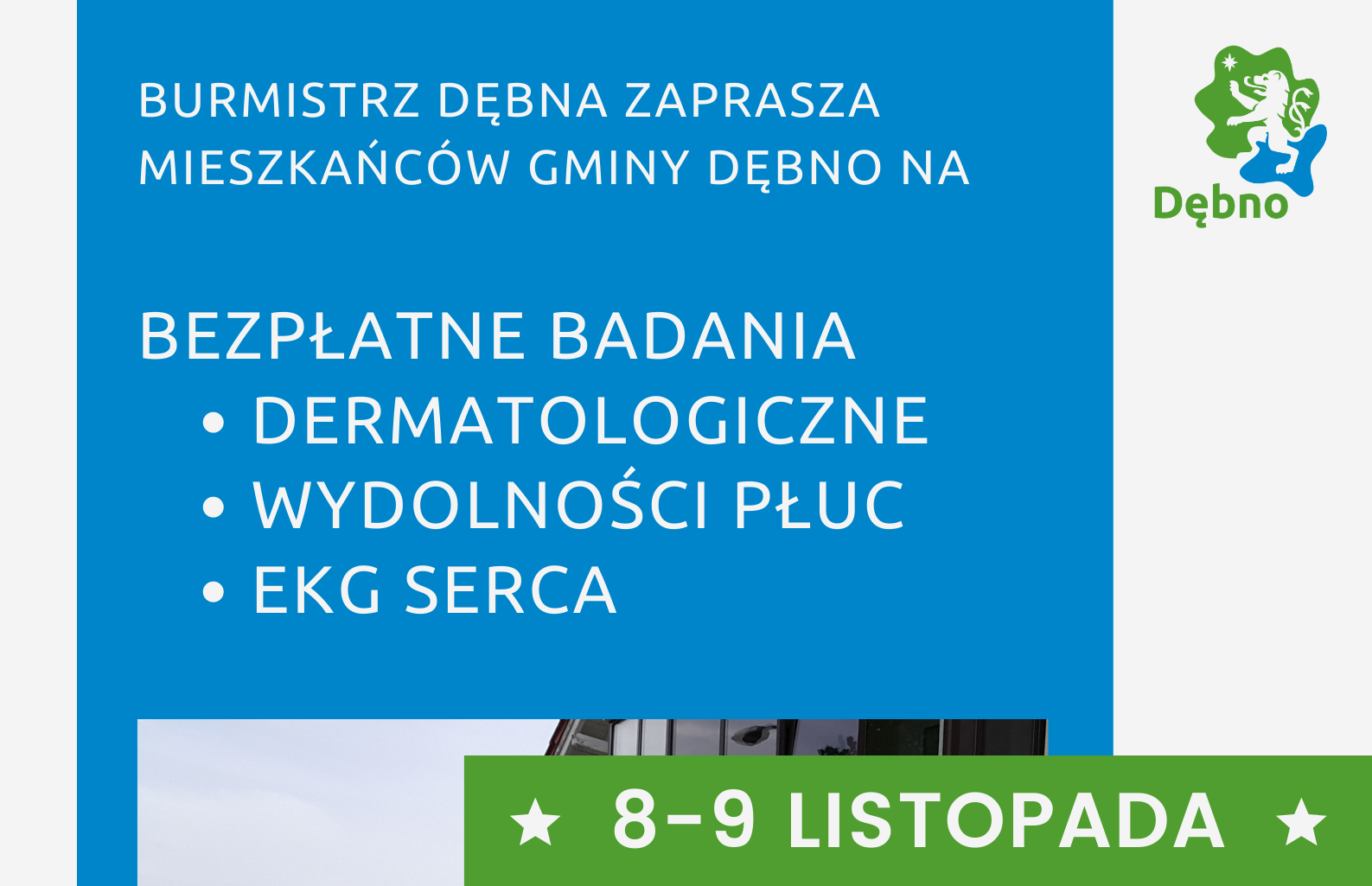 Powiększ grafikę napis burmistrz zaprasza na bezpłatne badania data