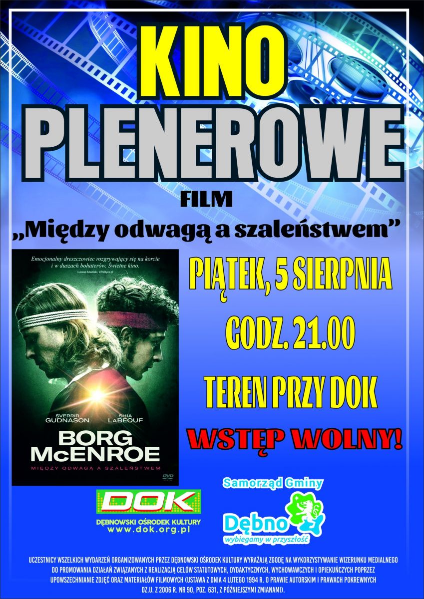 Powiększ plakat. Kino plenerowe. pełna treść w informacji