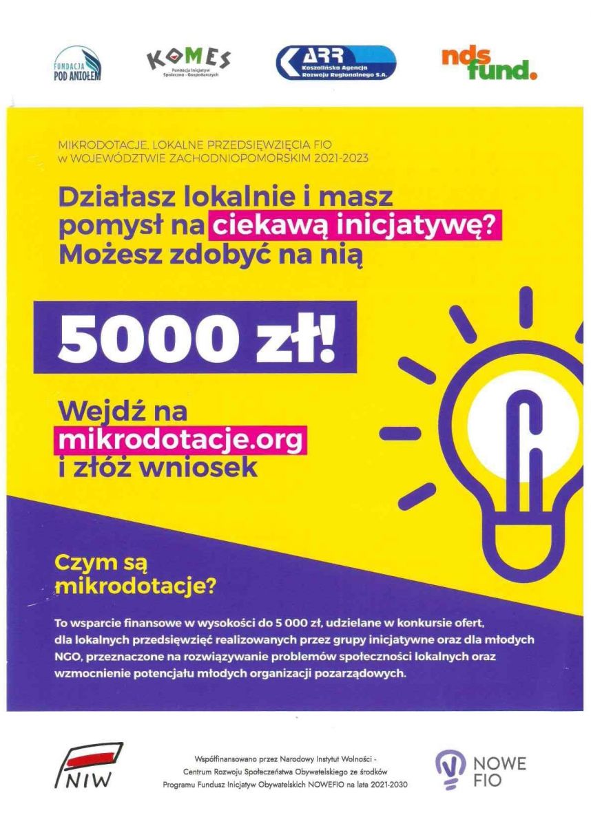 Powieksz ulotkę o mikrodotacjach. Pełna treść w informacji