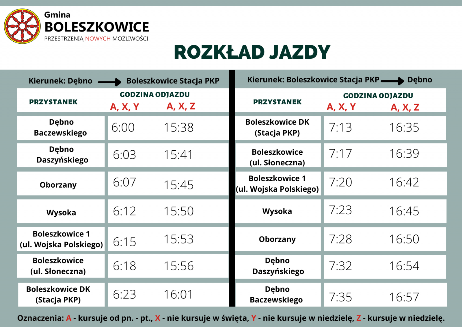Powiększ grafikę z rozkładem jazdy autobusu. Pełna treść w informacji 